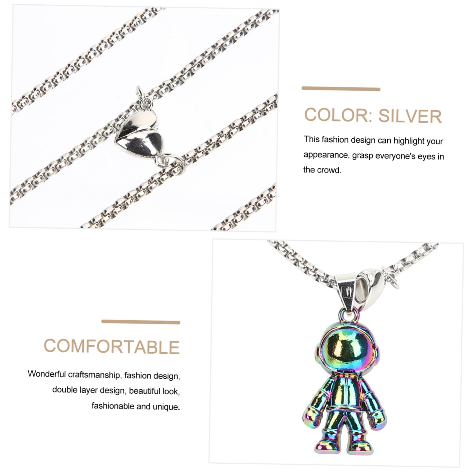 5pares Collares Magnéticos De Pareja Colgante De Astronauta Joyería Única Para San Valentín y Aniversarios Diseño Conectado Especial Para Enamorados
