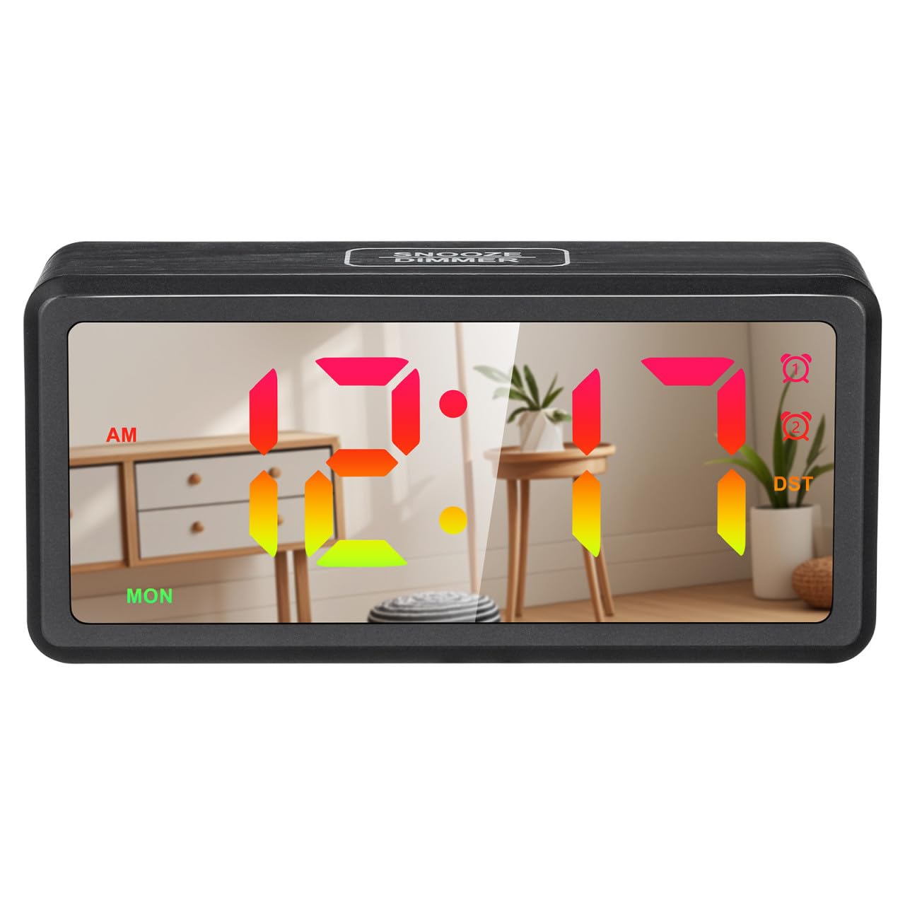 VILLCASE Orologio Digitale LED Effetto Legno con Display Grande Rgb