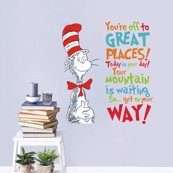 Vinilo decorativo Dr Seuss frases inspiradoras para pared miniatura 5