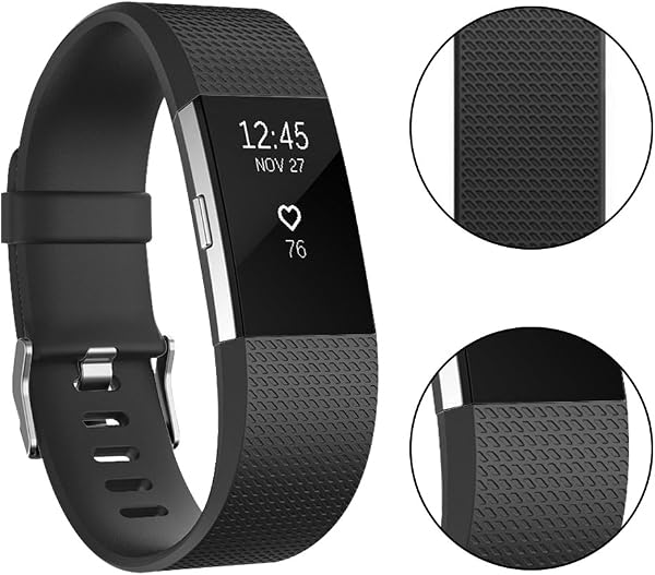 Tobfit Bracelet Compatible avec Fitbit Charge 2 Réglables Sport Accessorie Replacement Band pour Fitbit Charge 2 Fitness Wristband(Classique 2-Pack Noir+Gris,S) - 2