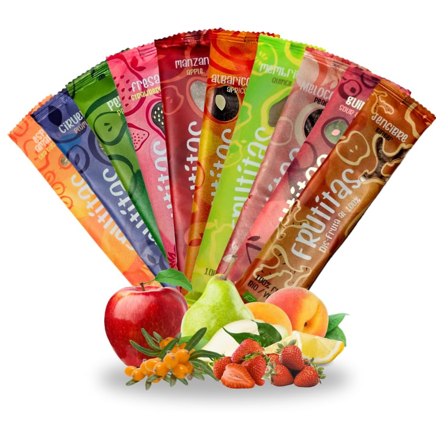 Alna - Frutitas - Lengua de Fruta - Surtido - 100% Natural - Sin Azúcares Añadidos - Vegano - Snack Saludable para niños y Adultos - Chuches Saludables - RealFooding - 10 Unidades