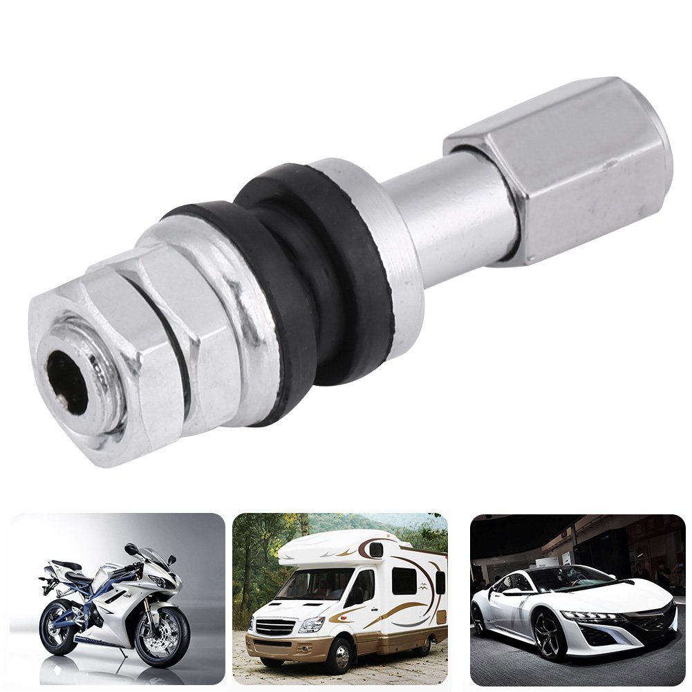 Lot 10 Tiges Valve Pneu TR43E Métal KIMISS Avec Capuchons - Voiture Moto Camion Tubeless