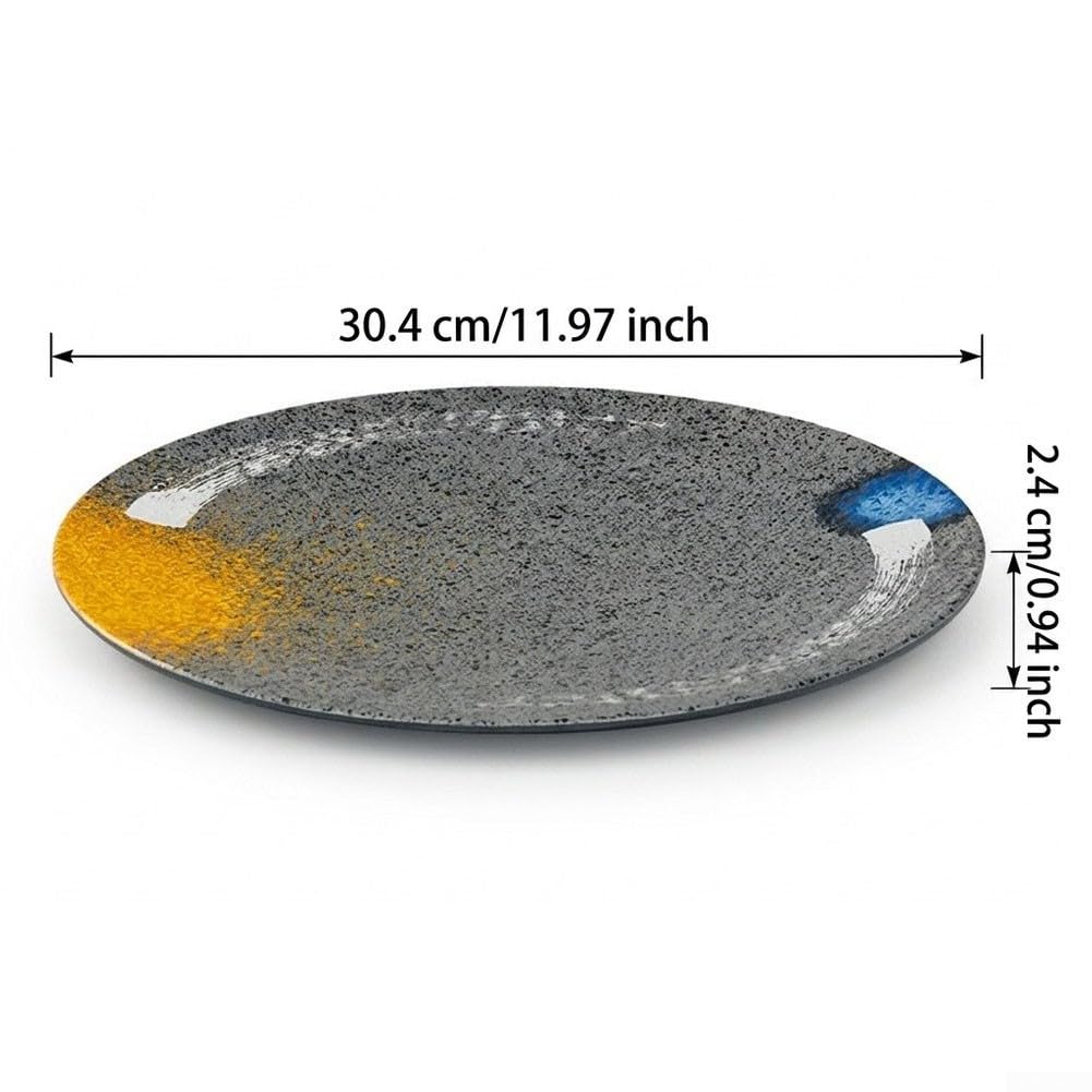 Confezione da 4 piatti piani in melamina, infrangibili, design maculato grigio mare stellato, finitura opaca leggera per ristorante, casa, cucina, 30,4 cm (30,4 cm)