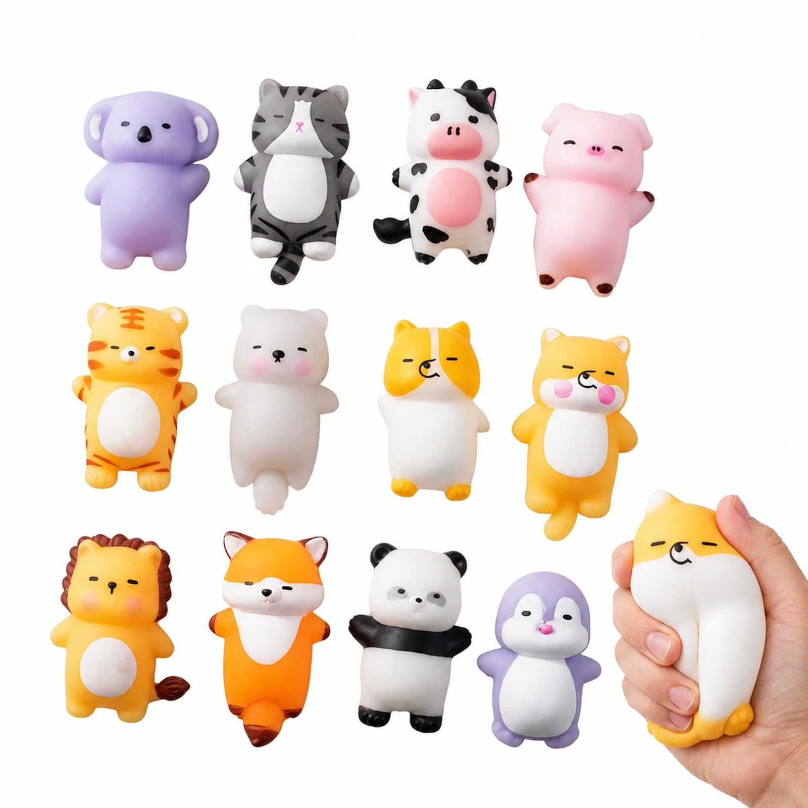 CLPKLQ 12 PCS Squishy Animals, Mini Squishies, Random Style Assorted Squishys, Portable Creative Daily Casual Entertainment Accessories for Personal Indoor Relaxation Use