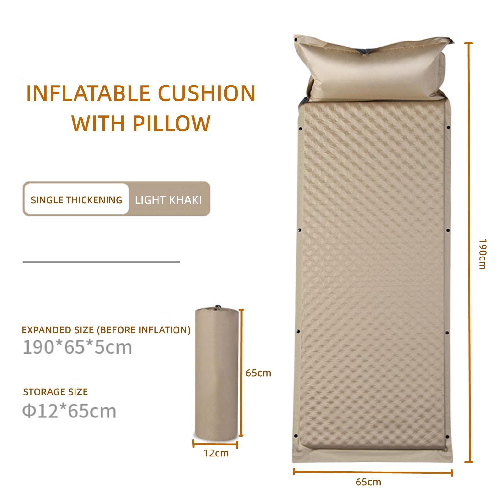 Coussin Gonflable De Camping, Coussin De Camping Auto - Chargé, Coussin De Camping en PVC à Double Couche éPaissi, Silencieux, RéSistant à L'humidité Et à L'humidité Coussin De Camping Gonflable