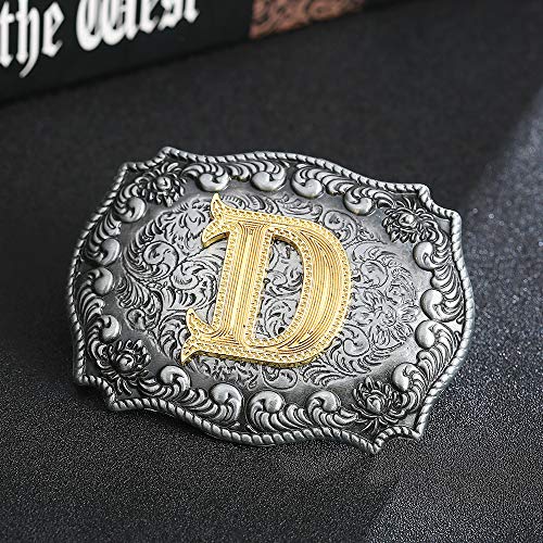 Image of HUABOLA CALYN Belt Buckle Men, Western Cowboy Rodeo Small Alphabet Letter ABCDMRJ to Z Initial Belt Buckles for Women