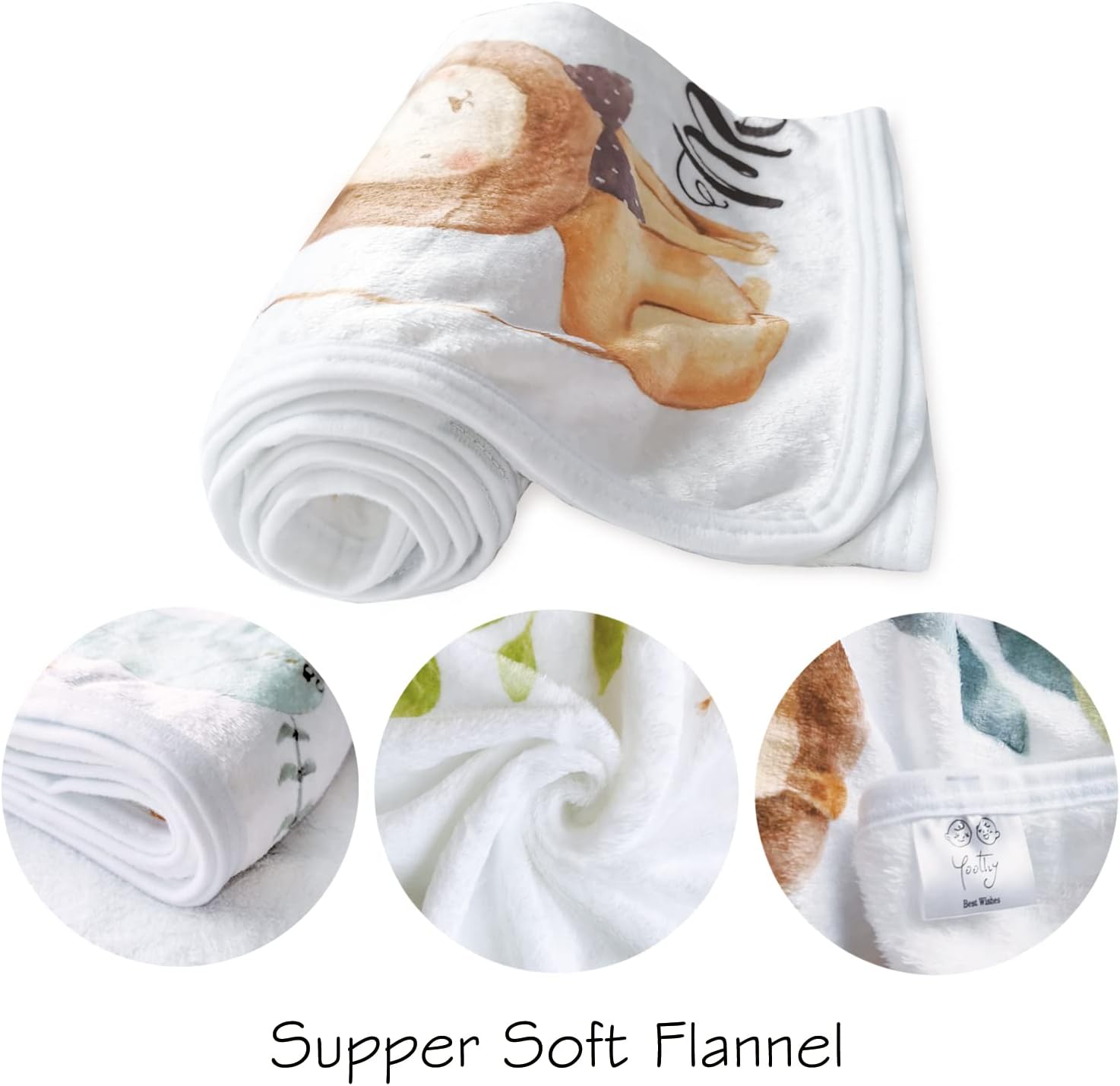 Safari Baby Monthly Milestone Blanket for Boy and Girl, Gift for Baby Shower, Growth Chart Photo Blanket, Wreath &12 Stickers Included, Soft Flannel Blanket, Elephant, Lion 40''x 40'' - Image 5