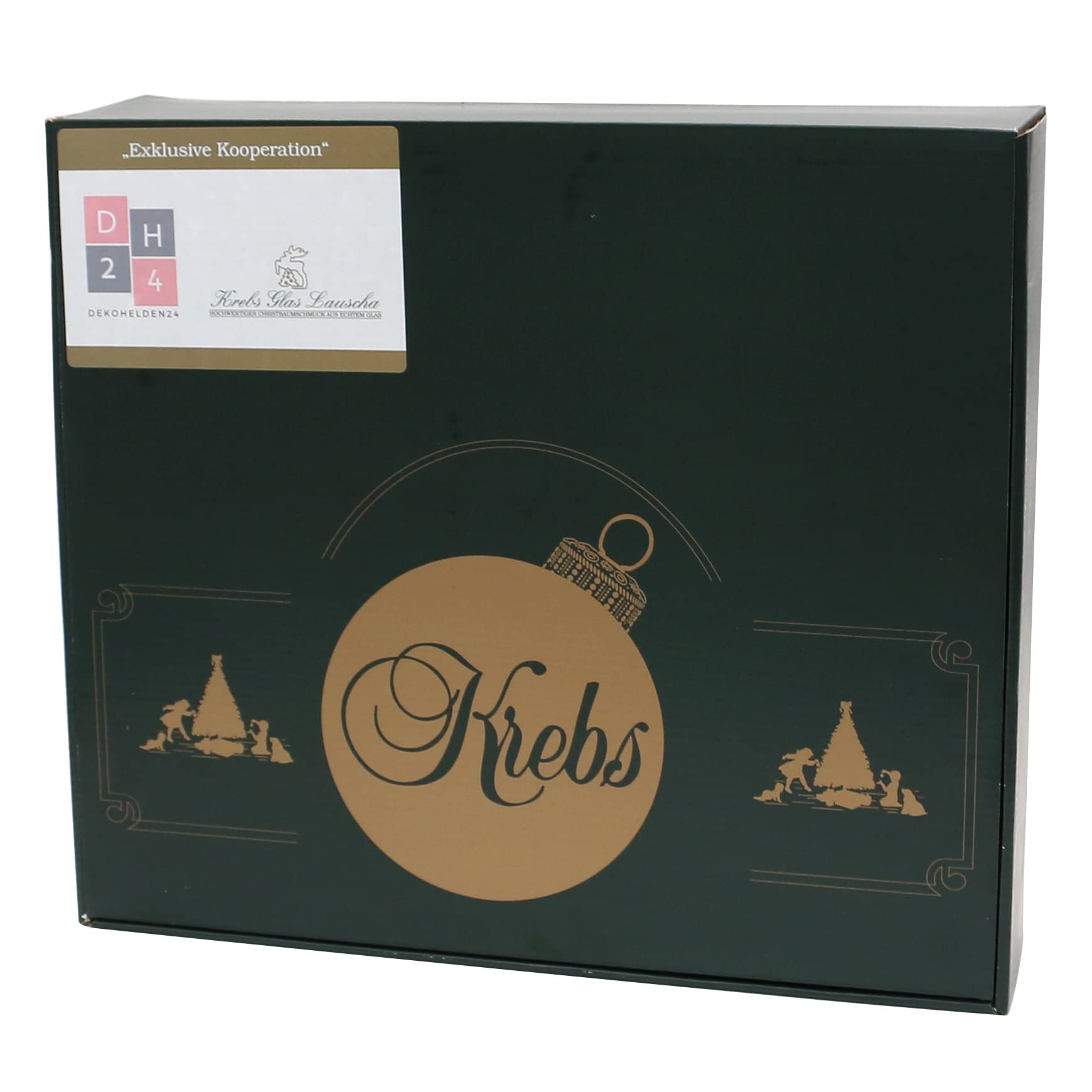 Dekohelden24 Lauschaer Christbaumschmuck - 16er Set Kugeln inkl. 1 Baumspitze aus Glas, handdekoriert, rot matt und glänzend, 6,7 und 8 cm, mit goldenem Krönchen.
