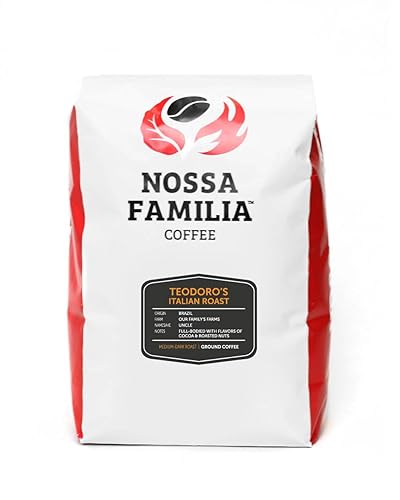 Granos de café tostados italianos medio-oscuros molidos, 2lb de Teodoro