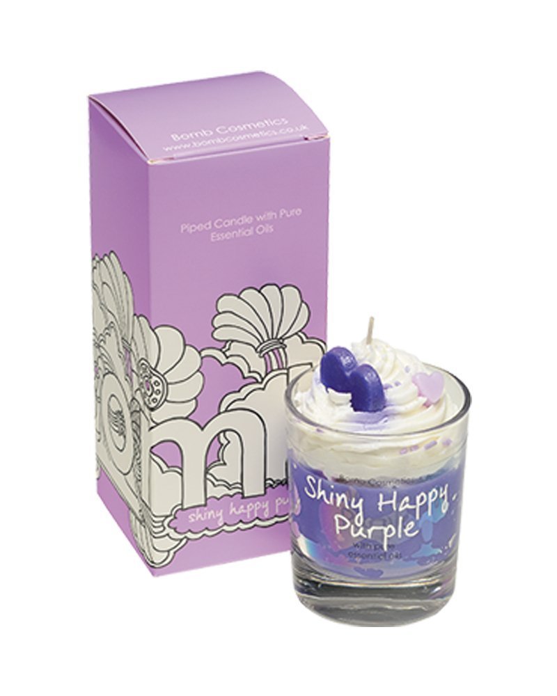 Bomb Cosmetics Purple Piped Candle By Shiny Happy