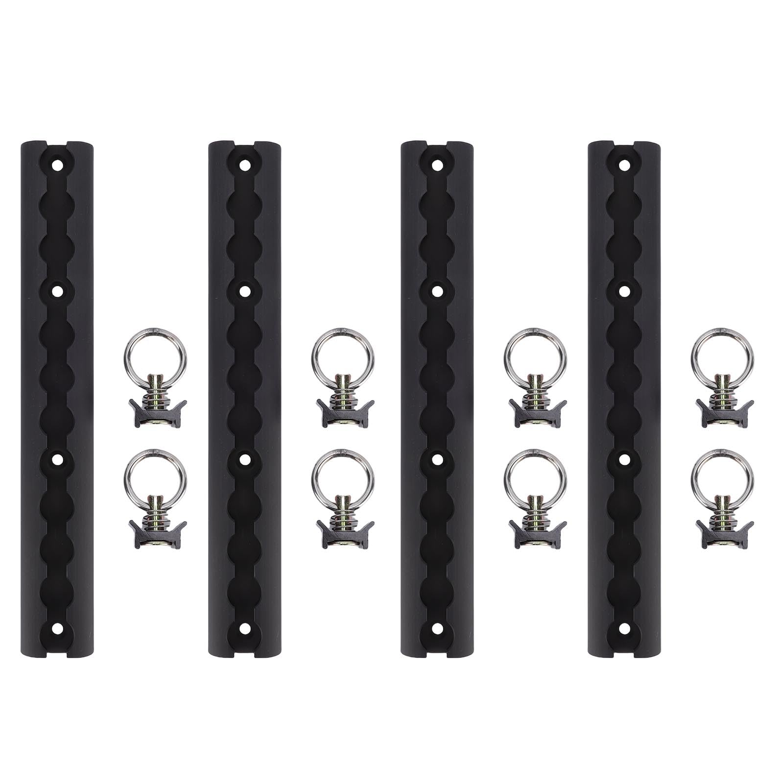 Tnfeeon de Amarre de Pista en L, Paquete de 8 Rieles de Pista en L de Aluminio de 12 Pulgadas con 8 Accesorios de Junta Tórica de Perno único, para Motocicletas, Vehículos Todo Terreno, (Black)