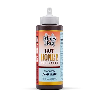 Blues Hog Hot Honey BBQ Sauce, Sweet Heat Honey BBQ Glaze for Wings, Ribs & Chicken, All-Natural, Gluten-Free, No High Fructose Corn Syrup, Made in the USA, 12 oz