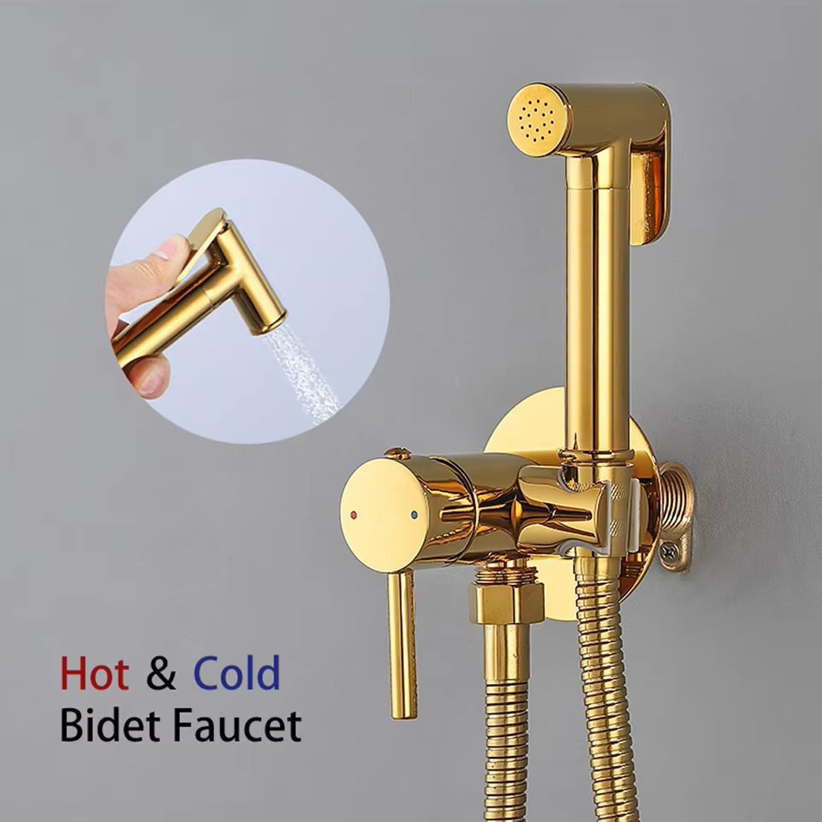 Grifo para El Wc Higiene Íntima para Sustitución Del Bidet Agua Fría Y Caliente Acero Inoxidable,Negro,Cuadrado