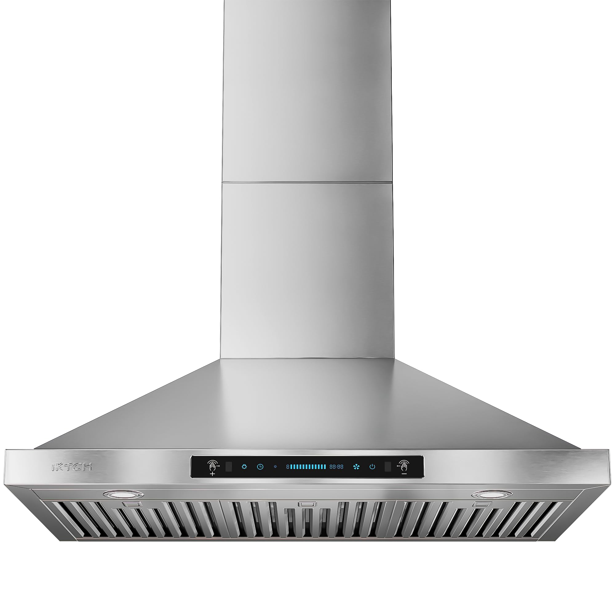IKTCH 36-inch Wall Mount Range Hood 900 CFM Ducted/Ductless Convertible, Kitchen Chimney Vent Stainless Steel with Gesture Sensing & Touch Control Switch Panel, 2 Pcs Adjustable Lights(IKP02-36'')