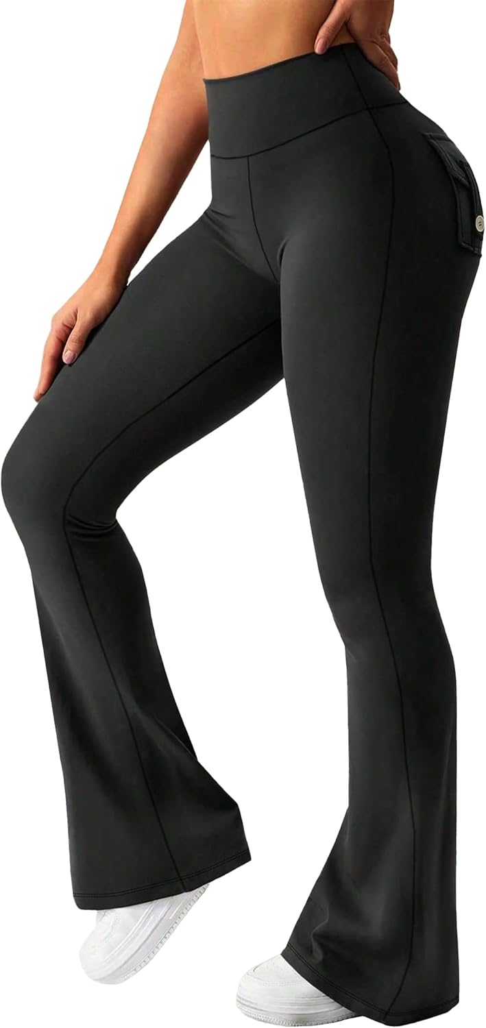Avanova Scrunch Butt Lifting Leggings for Women Flared Yoga Workout Gym Pants with Pockets - Image 3