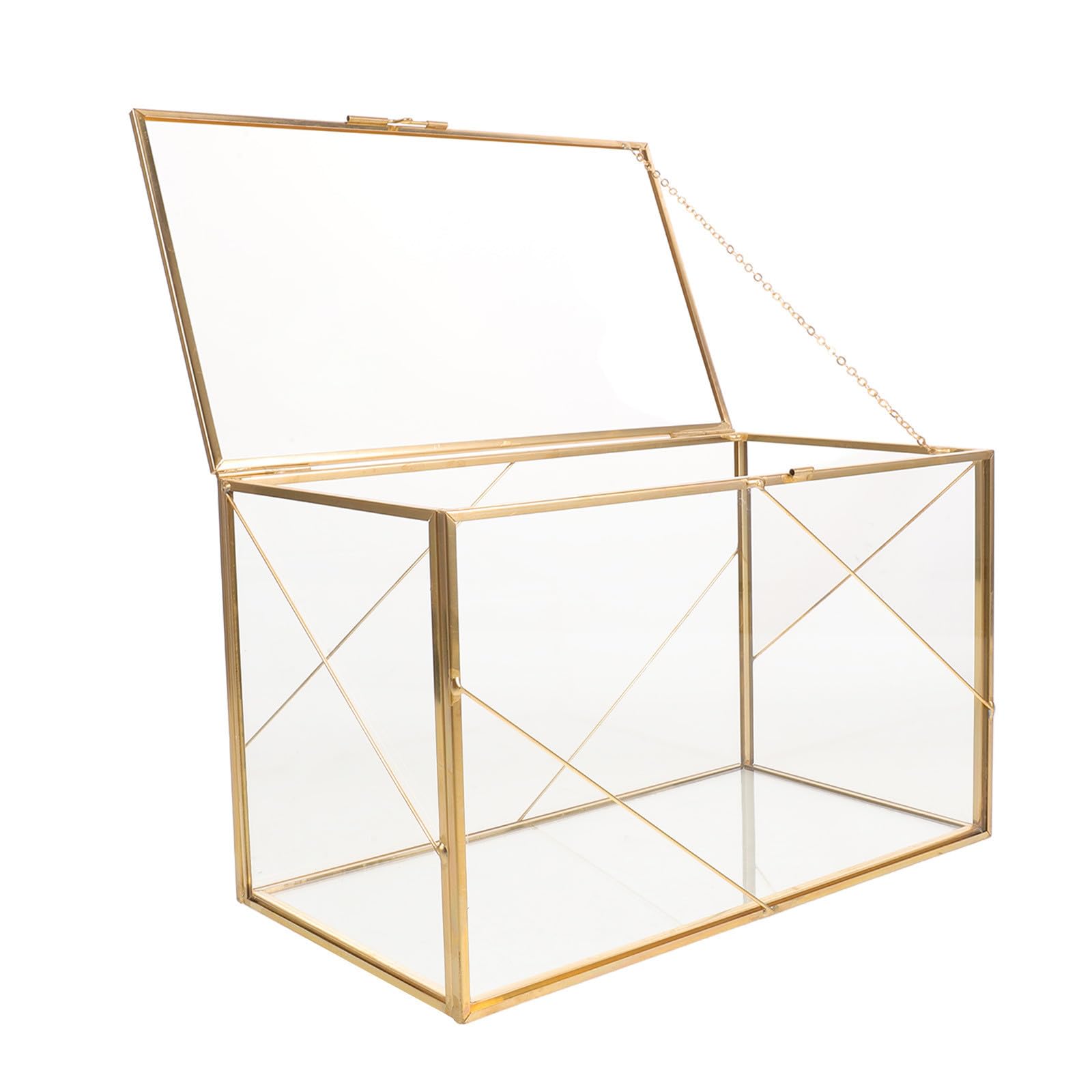 Abaodam Caja Transparente y Diseño Minimalista Almacenamiento Duradero con Paneles de Vidrio y Marco Metálico Reforzado para Tarjetas de Felicitación de Boda para Eventos y Exhibiciones
