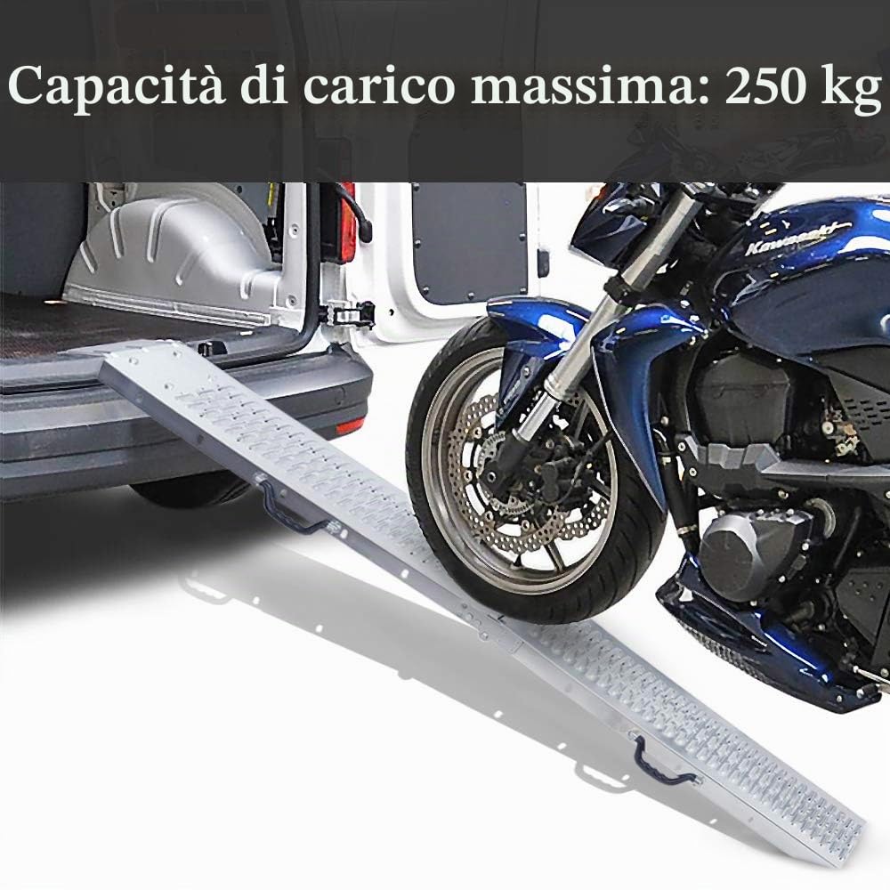 FIVMEN 2 rampe di carico pieghevoli, PKW, capacità di carico 400 kg, rampa di carico, per moto, rimorchio, tosaerba