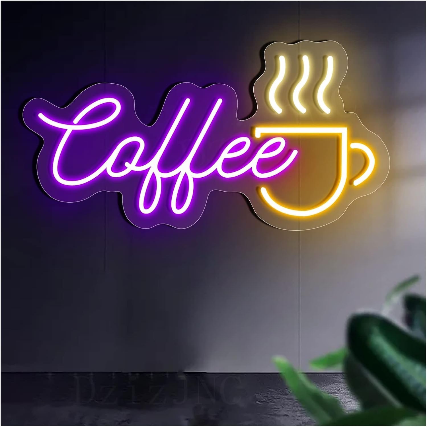 WaiDXn Handmade LED Neon Sign For Coffee Bar Family Room Shop Wall Decoration (colour: Purple, Size: 56x31cm(22x12in))