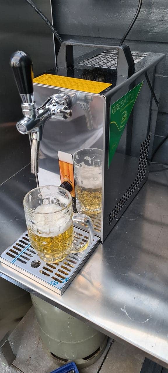 Set completo – Impianto di spillo, per birra, biera, refrigeratore continuo PYGMY 25 LE, refrigeratore a secco a 1 condotto, 30 litri/h, Green Line, testa di spillo: adattatore da 5 litri