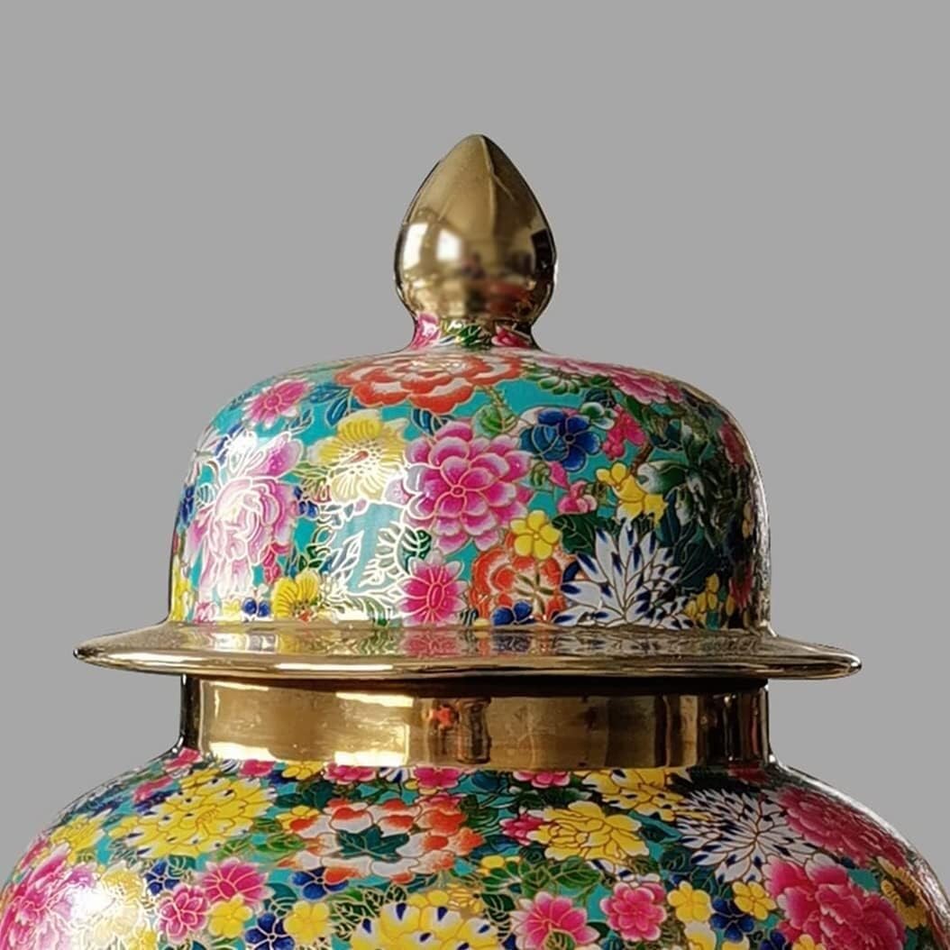 Kwiatowy wzór wazon ceramiczny słoiki z imbirem pokrywką do(20 * 38cm)