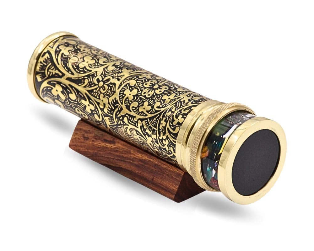 Handcrafted Giant Etched Brass Lacquered Kaleidoscope