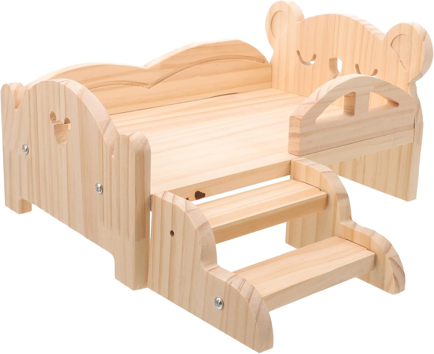LUOZZY Wooden Guinea Pig Bed with Stairs Natural Small Animal Bed Hamsters Platform Bed Small Pet Hut Habitats for Guinea Pig Dwarf Rabbit Chinchillas