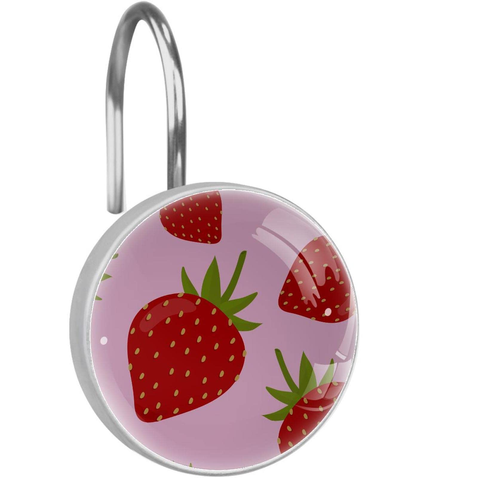 Crochets de rideau de douche qui glissent sans bloquer en acier inoxydable design fraise