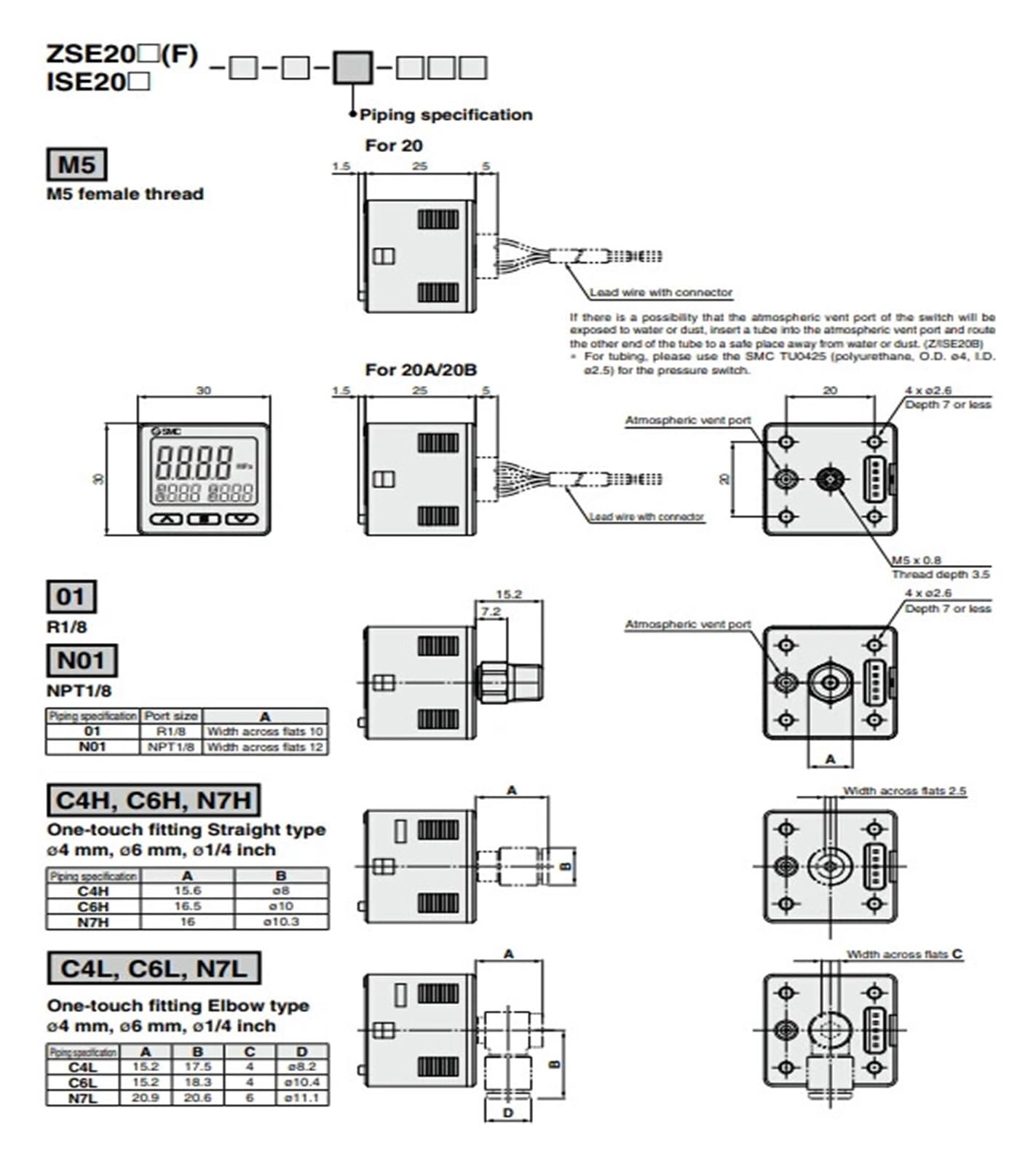 Pressostat ZSE20 ZSE20F ISE20 ZSE20/ISE20/ZSE20F-N/P-M5-L ZSE20-N-01-L ZS-46-5L/3L(ISE20-P-M5-L)
