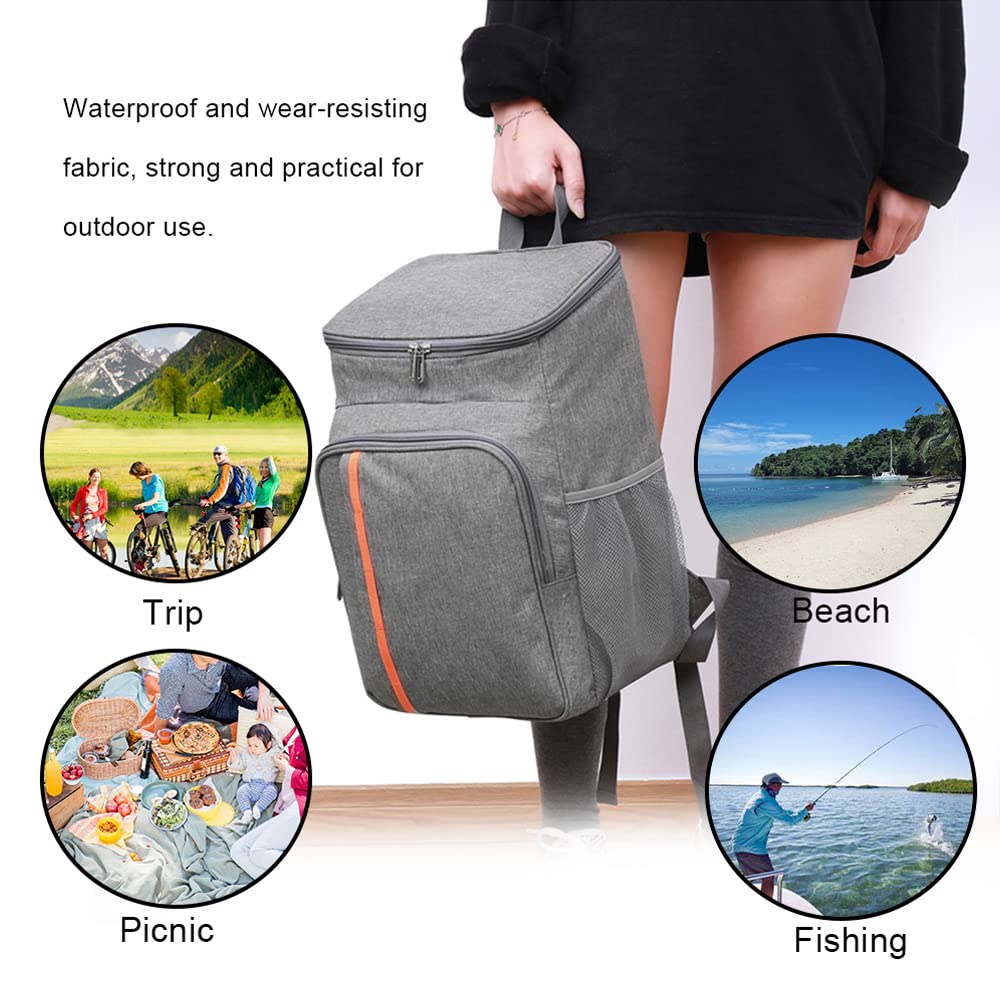 Gecheer - Sac à Dos Isotherme 18L - Glacière Portable Pour Pique-nique, Camping, Plage | Imperméable - Double Ouverture - Sacs Latéraux