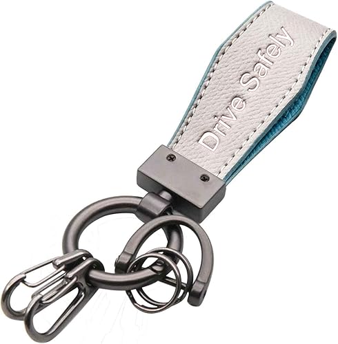 Liangery Llavero de cuero para hombre y mujer con 5 llaveros - Drive Safely Have Fun Llavero titular para llaves