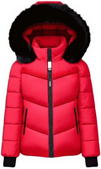 Puffer Jacket Womens Quilted Thicken Warm Winter Coats with Detachable Hood & Collar Ski Jackets Casual Outwear Clothing