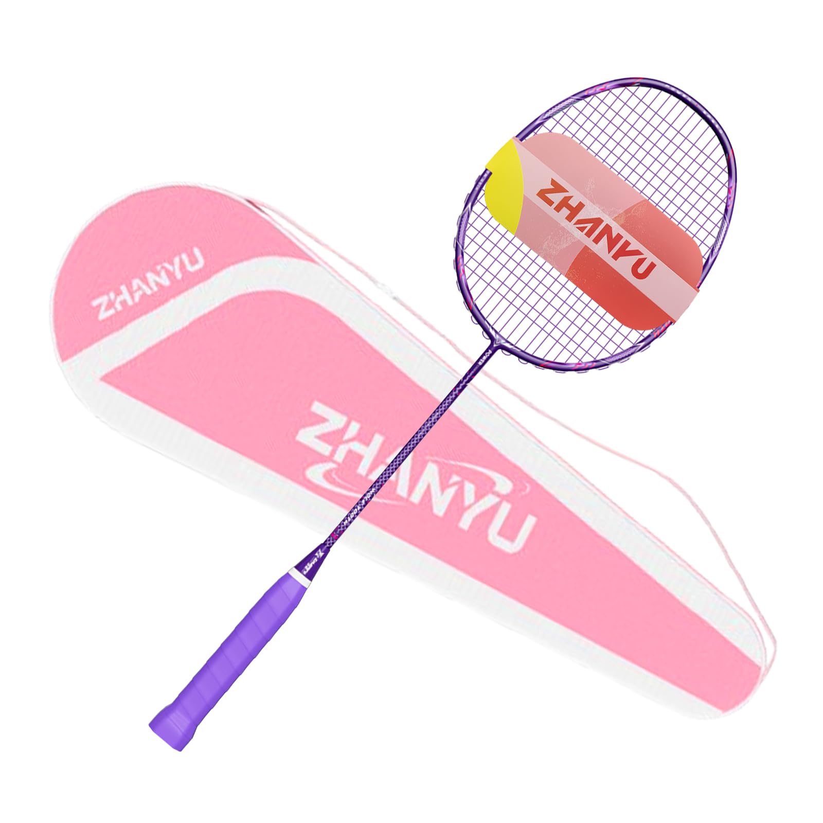 Badminton Rackets,Badminton Racquet,100% All Carbon Fiber One-Piece Molding Ultra Light 76g Offensive And Defensive Durable Training Racket,Including 1 Racket And 1 Ball Bag (Longya-purple)