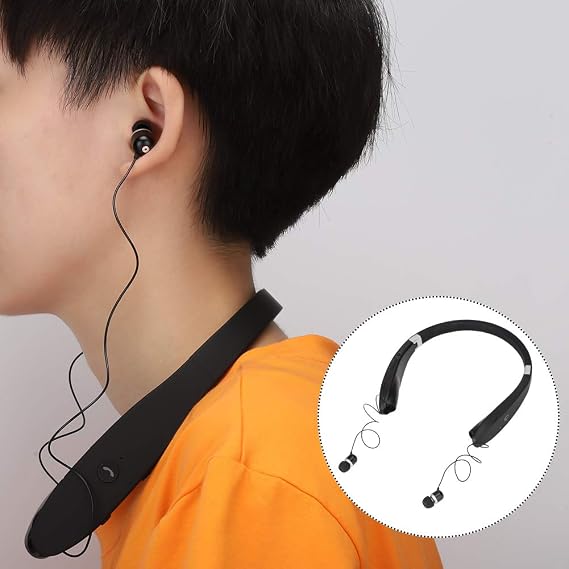 SX-991 Bluetooth Wireless Stereo Neckband Earbuds, Foldable Neck Hanging Type Telescopic Headset, CVC Broadband Noise Reduction, Smart Matching Connection for Tablet, Laptop, Desktop and Cell Phone
