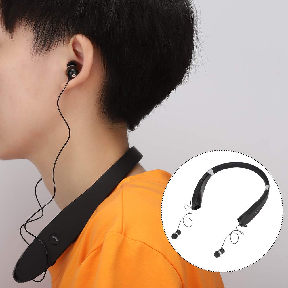 Auricolare Wireless Retrattile Pieghevole Sxhlseller, Cuffia Portatile, qualità del Suono Chiara, Auricolare Wireless per Lo Sport (#1) - Bluetooth 5.0, Nero