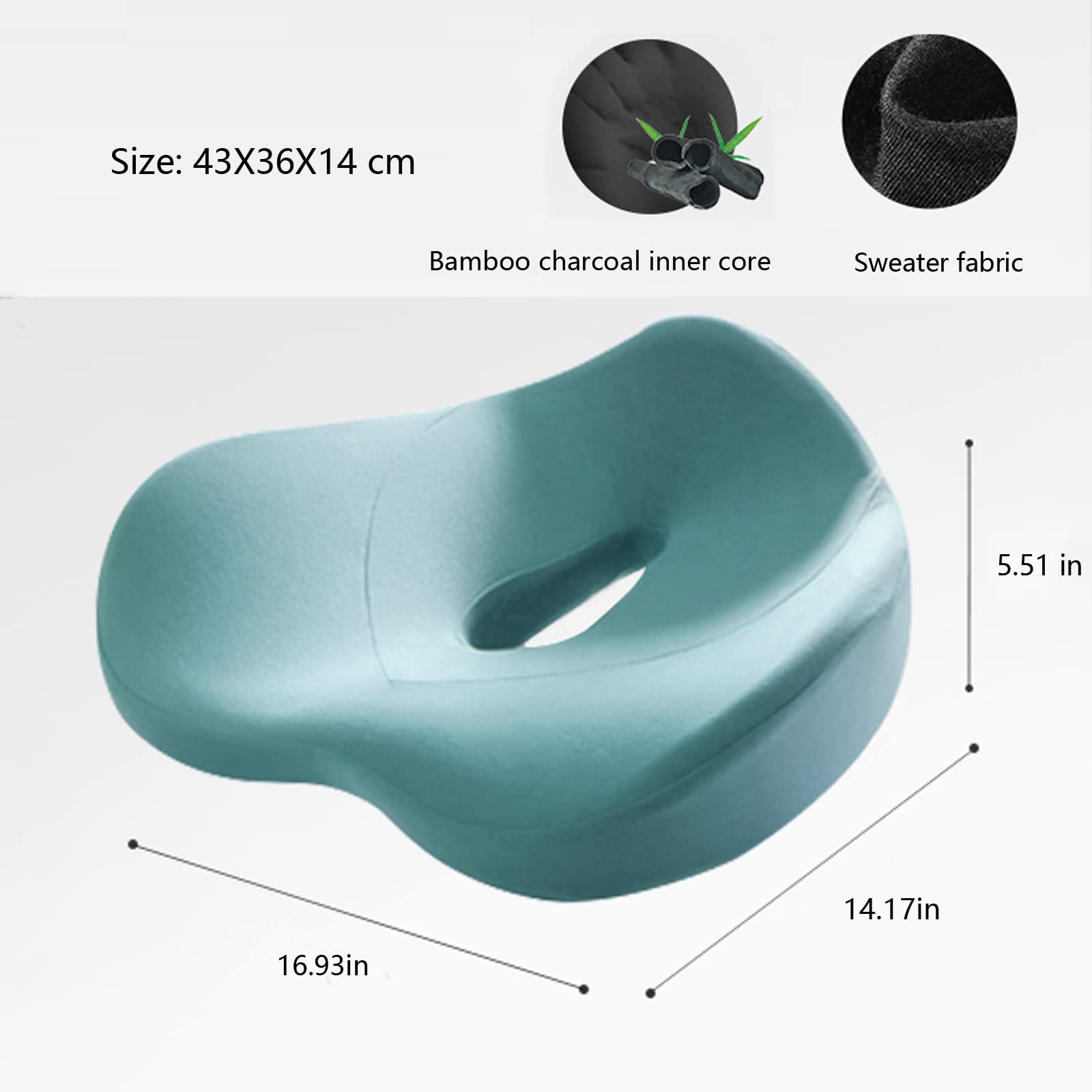 Cojín ortopédico de asiento para silla de oficina, coche y silla de ruedas, cojín de espuma viscoelástica para soporte de espalda y alivio del dolor de coxis, cojín de ciática con diseño ergonómico y