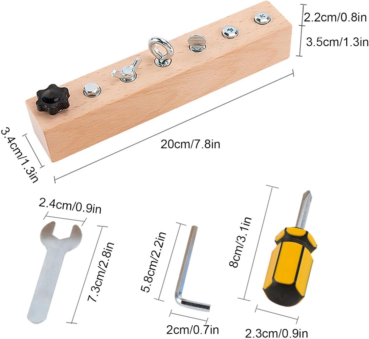 Screwdriver Board Kids Toy Set | Quiet Sensory Development - Wooden Screw Driver Activities Tools - for Boys Girls Preschoolers Children Over 3 Years Old Yard Living Room
