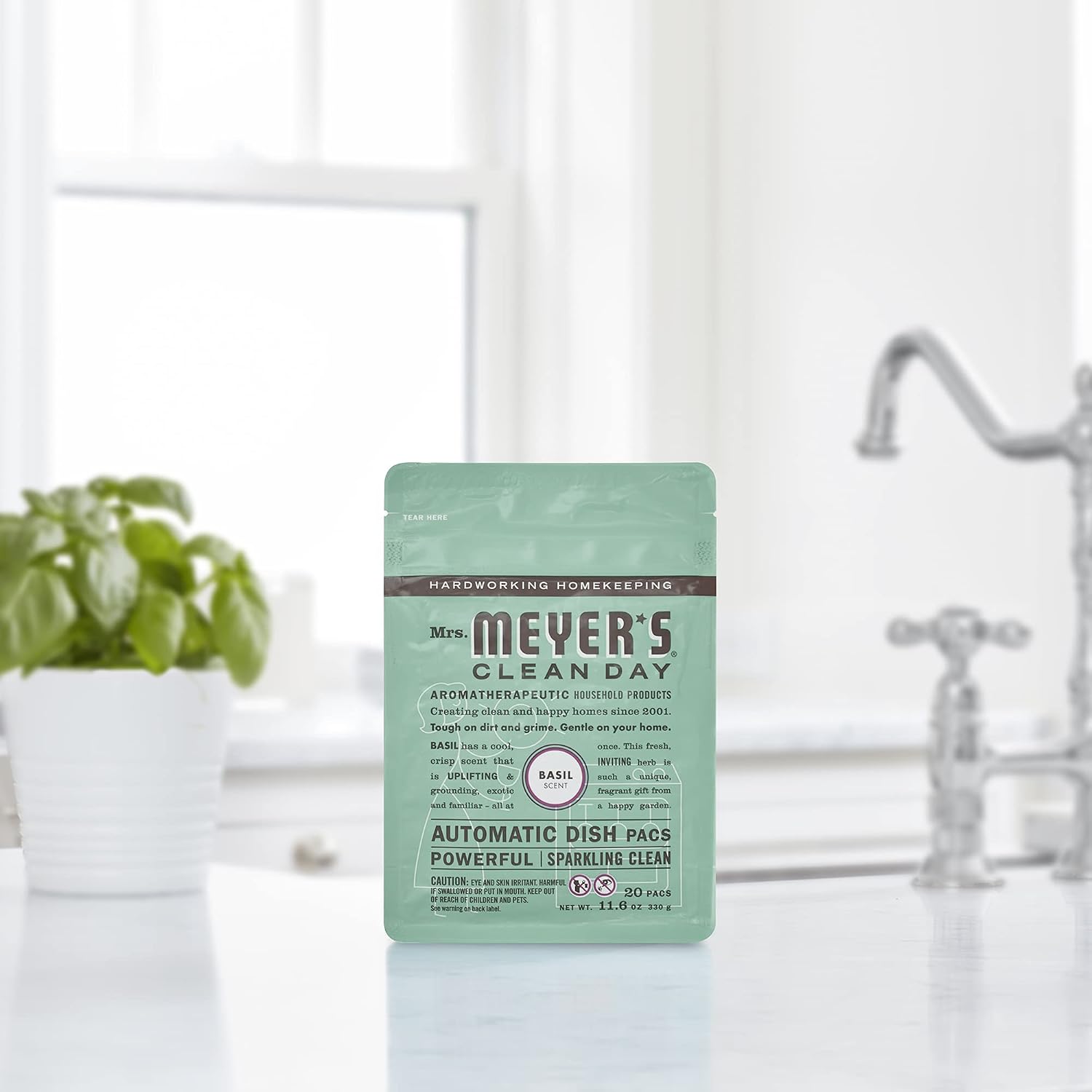 Mrs. Meyer's Automatic Dishwasher Pods, Basil, 20 Count - Pack of 3 (60 Total Pods)
