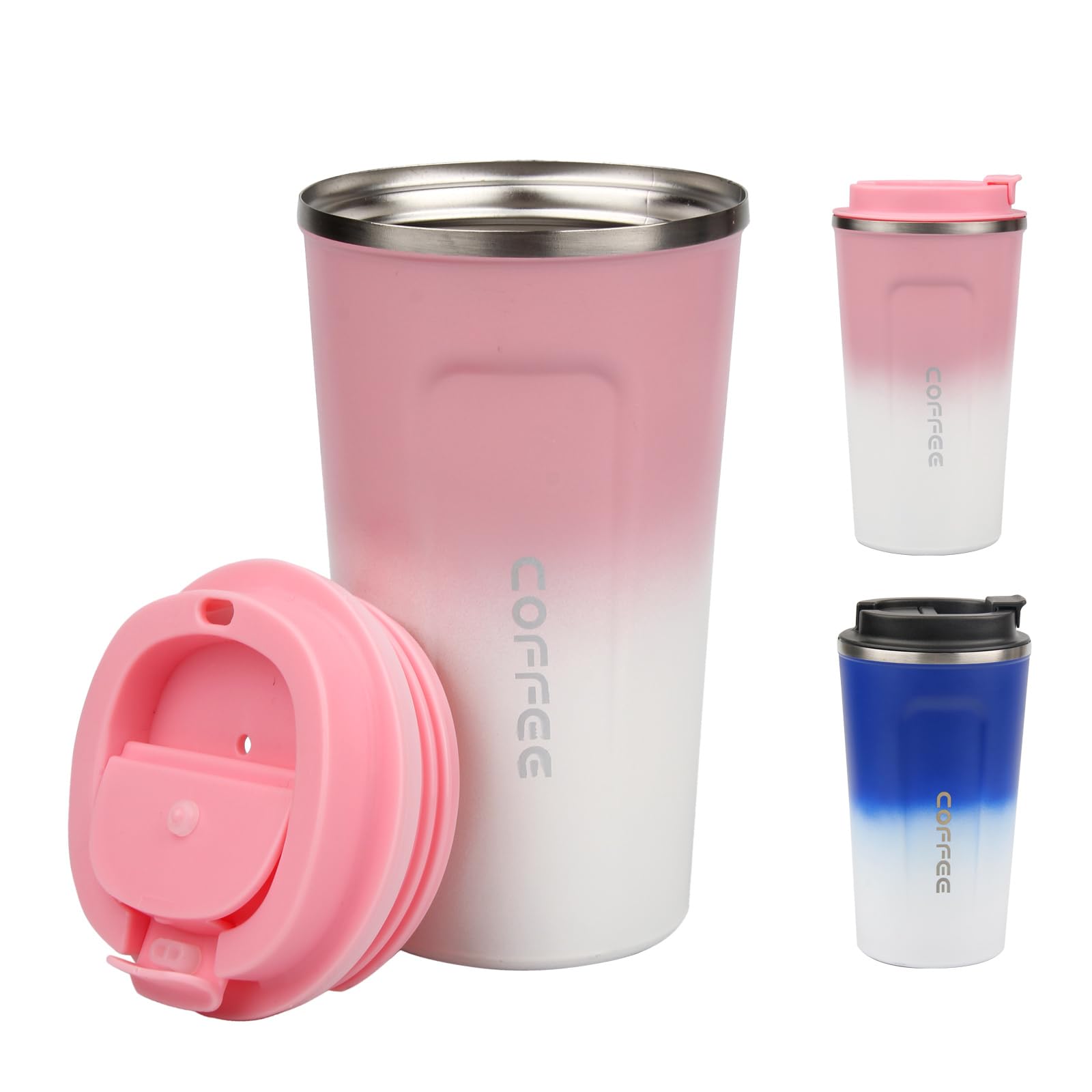 Photo 1 of 16oz Coffee Mugs with Lid for Women Travel Coffee Mug Insulated Tumblers for Men Coffee Cups with Lids for Car Pink Travel Mugs for Hot and Cold Double Wall Tumbler (16 OZ, pink)