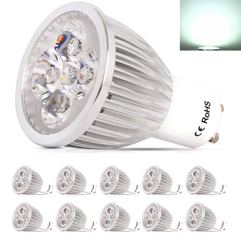 Mengjay GU10, AC 220-240V, 6W, Intensidad Regulable, LED Bombillas de Ahorro de energía Blanco Cálido(Blanco Frío) lámpara Aluminio Coche