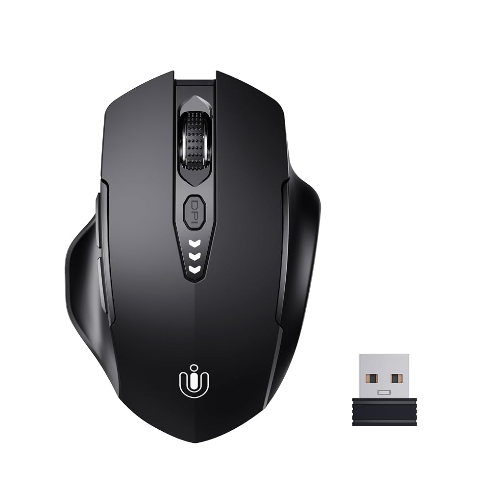 Uineer Wireless Mouse, 2.4GHz Rechargeable Computer Mouse, Battery Display