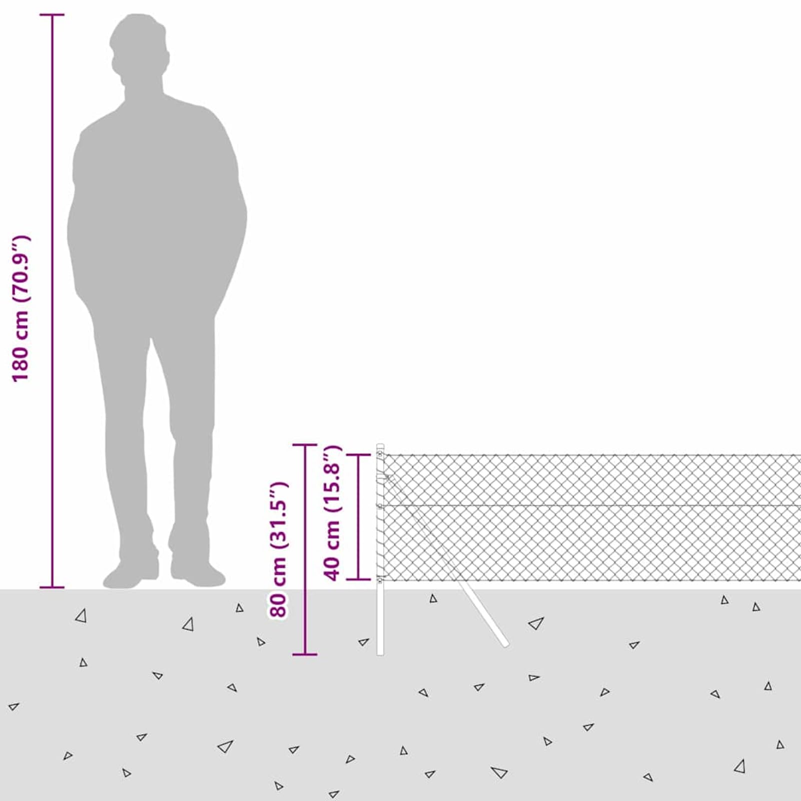 Słupki ogrodzeniowe, srebrne, 10 x 0,4 m (oczka 40 x 40 mm), stal – odporne na warunki atmosferyczne, malowane proszkowo, odporne na działanie promieni UV – do ogrodu, na taras i do zagłębienia