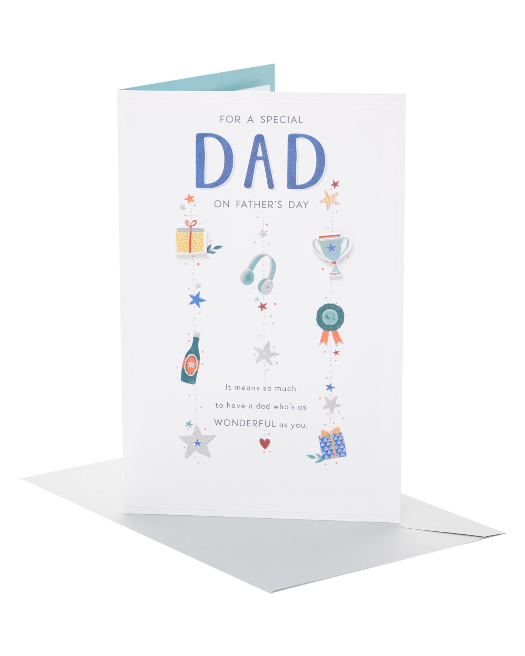 UK Greetings | Father's Day Card for Dad | Card for Dad, Grandad, Husband | Him, Boys, Men | Icons Design | With Envelope | 149x229 mm