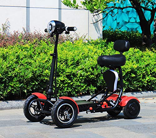 Foldable Mobility Scooter for Adults and Seniors, Lightweight & Long Range Four Wheel Mobility Scooters (Red) - Thumbnail 3