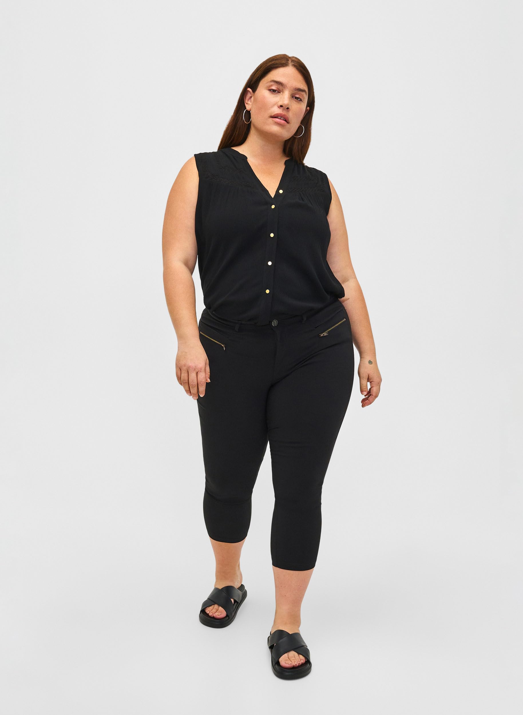 Zizzi Große Größen Damen Enganliegende Caprihose Gr