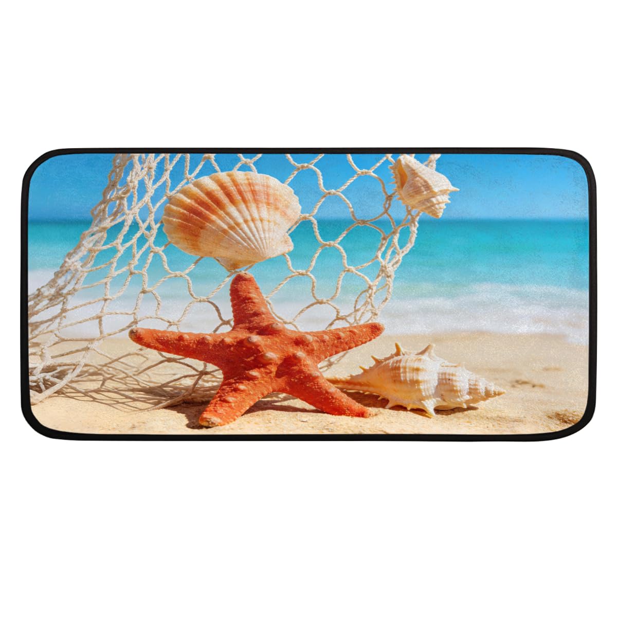 Tapis de cuisine haut de gamme motif conque et étoile de mer en 99x51