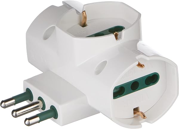 Vimar RI.00315.B Adattatore elettrico multiplo sfalsato verticale, 3 prese universali con protezione bambini SICURY, spina (grande) standard italiano tipo S17 2P+T 16 A - 3