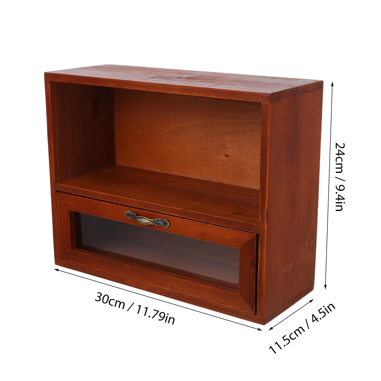 SHINEOFI Freistehende Holz Aufbewahrungsbox Vintage mit Schublade Kosmetik und Teebecher Organizer für Küche und Badezimmer Retro Aufbewahrungskorb mit Regal