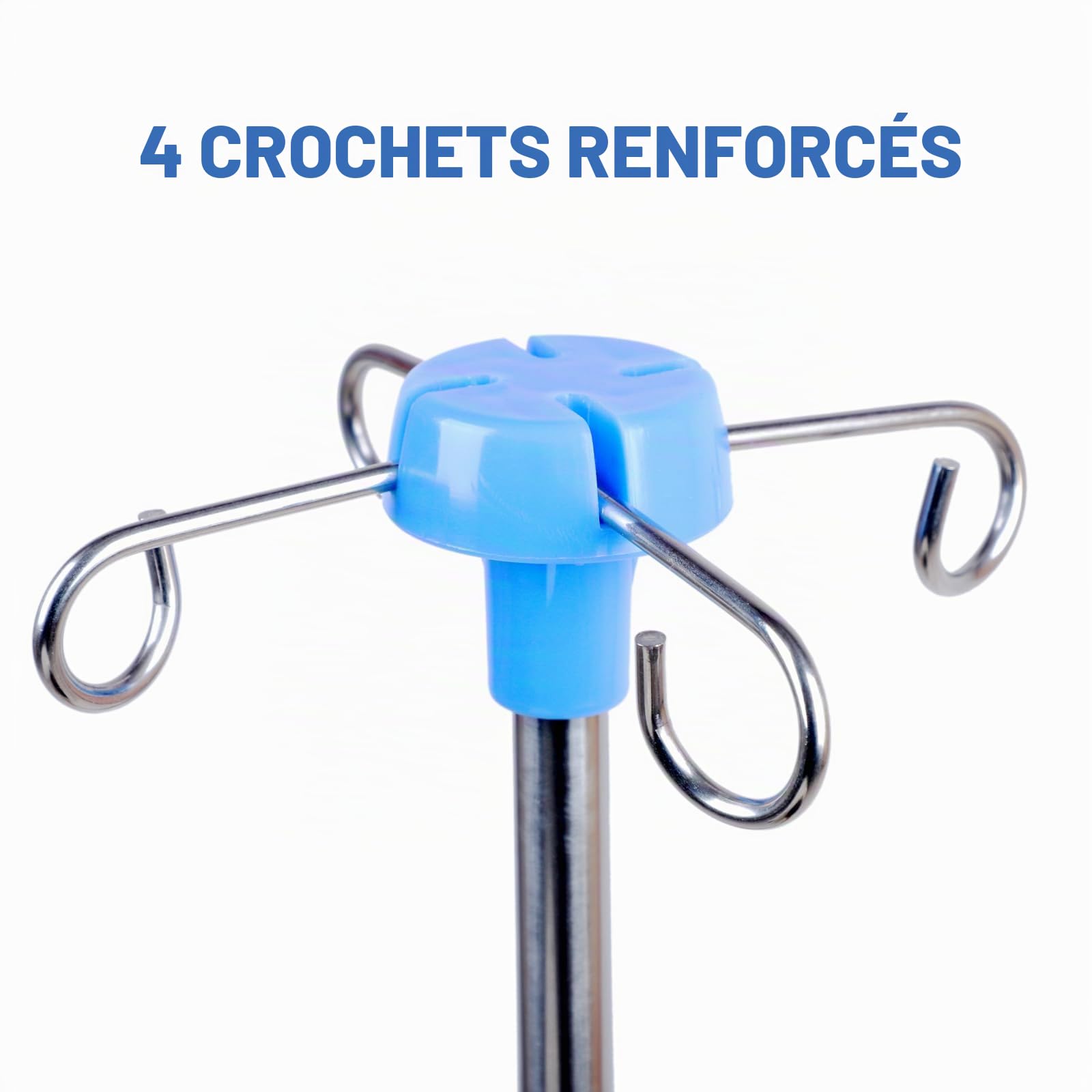 Perches à Perfusion pour Fauteuil Roulant, 4 Crochets Renforcés et Base en Métal Solide, Potences pour Intraveineuse Fauteuils Roulants Acier Inoxydable Renforcé, Hauteur Ajustable de 75-133 cm