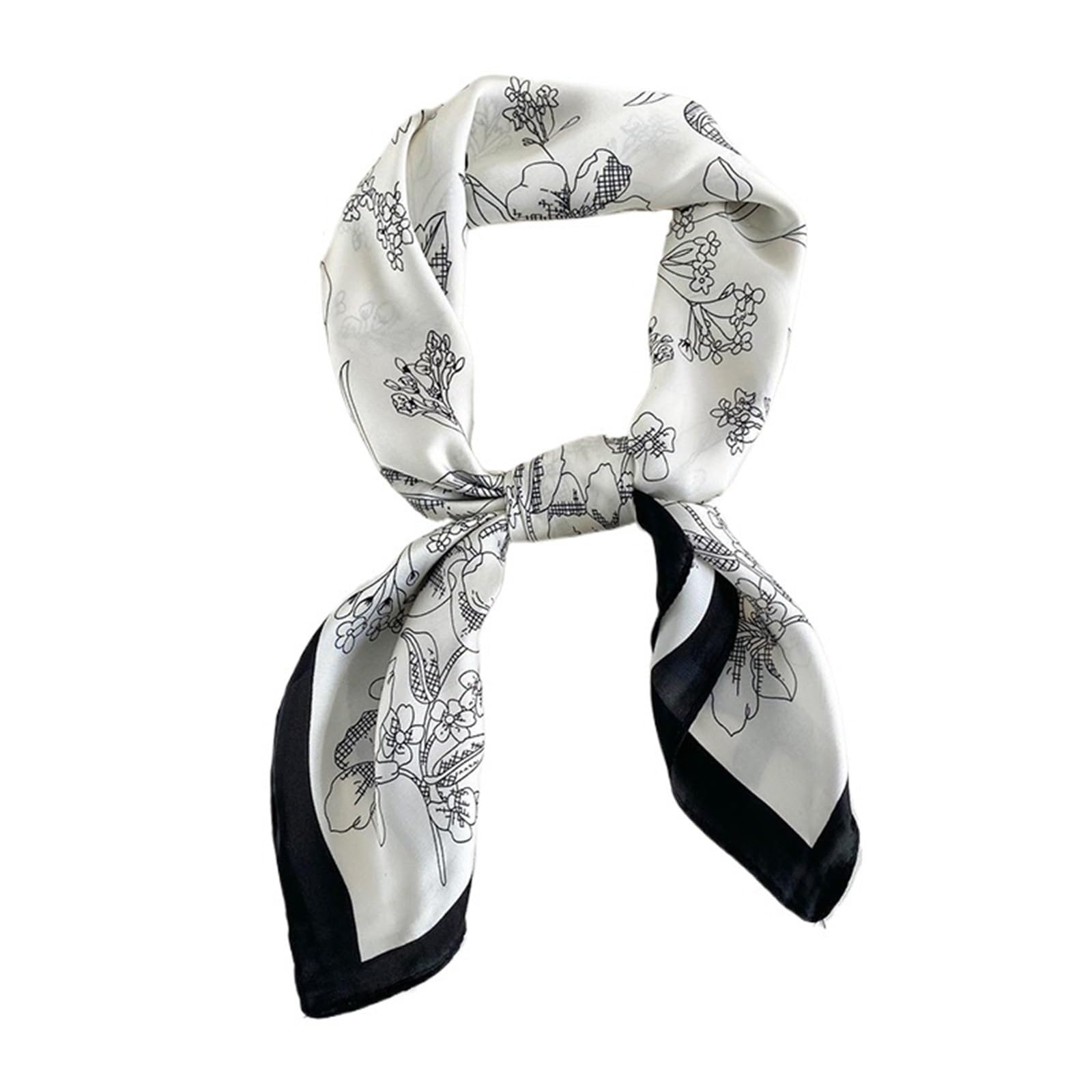 Generico Bufanda cuadrada de seda para mujer, con diseño de flores, hijab, para la playa, diadema, bandana, pañuelo de 70 cm