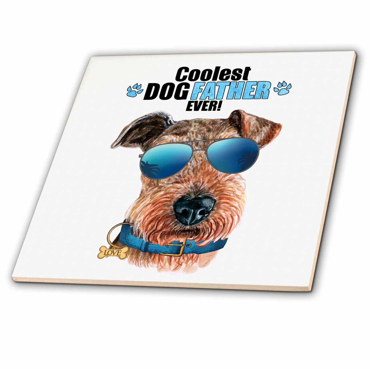8 Inch Ceramic Tile - Cool Airedale Terrier Dog in Sunglasses Funny for The Dogfather Dogs Rule Collection